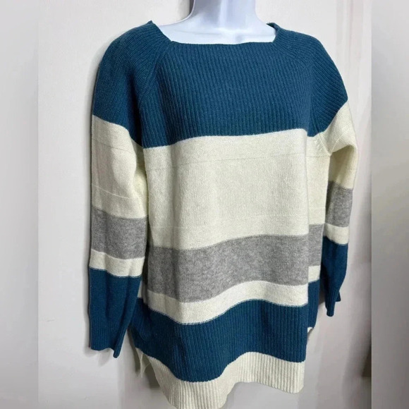 Barbour Oyster Knit Striped Wool Blend Made In Italy Sweater Sizd US 10 - Picture 2 of 7